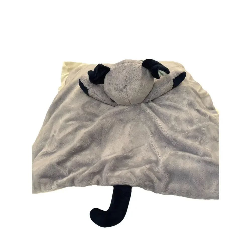 Douglas Baby Gray/Blue/Green Puppy Lovey Blanket Satin Trim 14”x14” Infant+ GUC